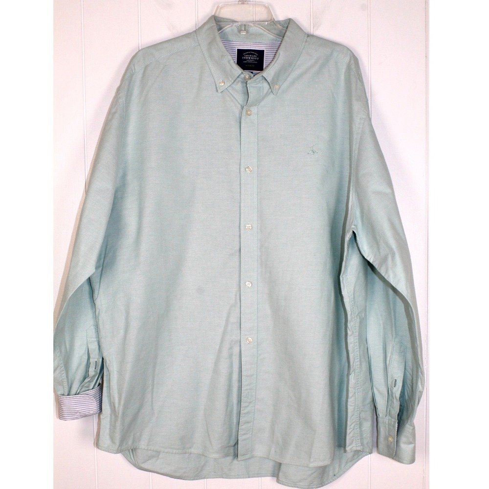 Charles‎ Tyrwhitt Men's Mint Green Classic Fit Long Sleeve Buttondown Shirt 2XL